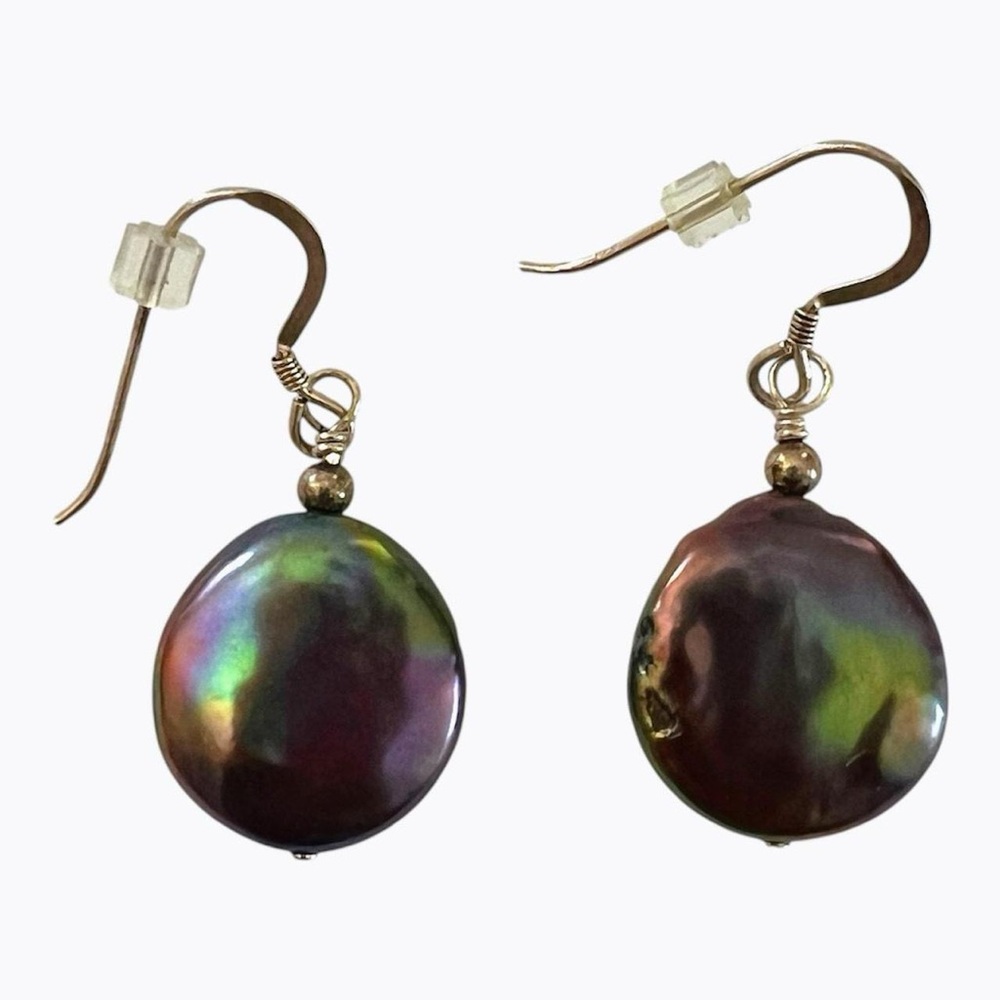 Rainbow purple fresh water pearl earrings.